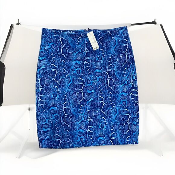 New York & Company NY&C Skirt‎ Medium Blue Snake Print - Picture 2 of 6